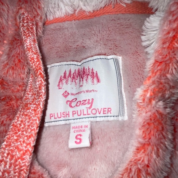 2pc*BUNDLE* BLUSH PINK & PEACH -plush pullover hoodie & sweater Jacket YOUTH S - Picture 3 of 10
